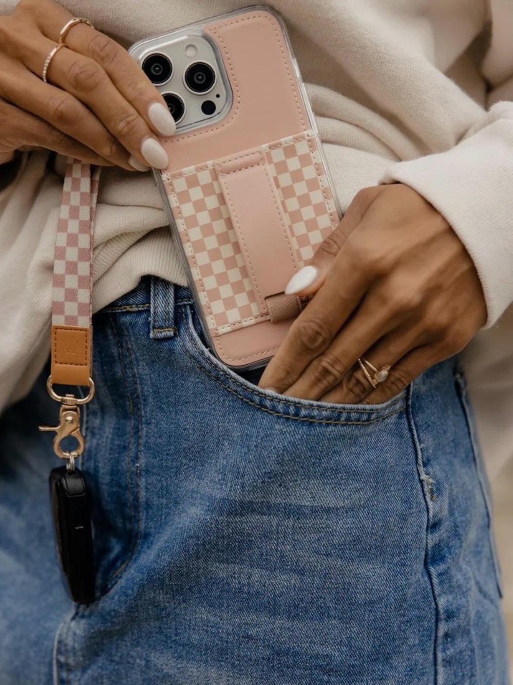 Walli Case “Blush Check” IPhone 13 Pro Max Pink Cream Check New Condition